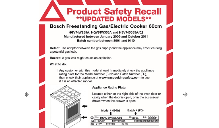 Bosch adds cooker to recall Appliance Retailer